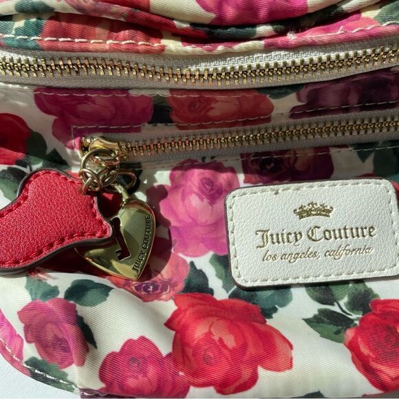 JUICY COUTURE Floral Rose Heart Fanny Pack Hip Bag Purse - Picture 4 of 9